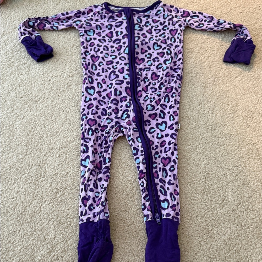 Little sleepies Purple Leopard Print Kids One Piece